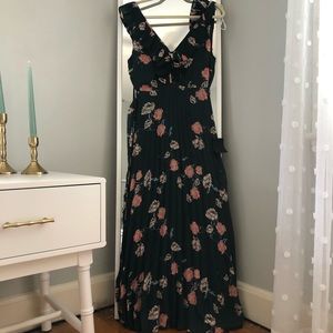 Green floral maxi dress